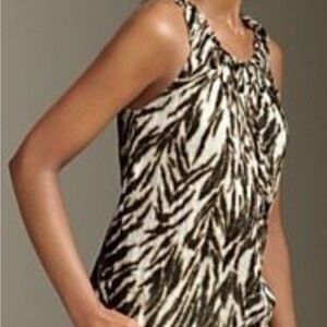 🌸 3/$25 Talbots Animal Tiger Zebra Print Tank Top, Sleeveless Top Size 14P